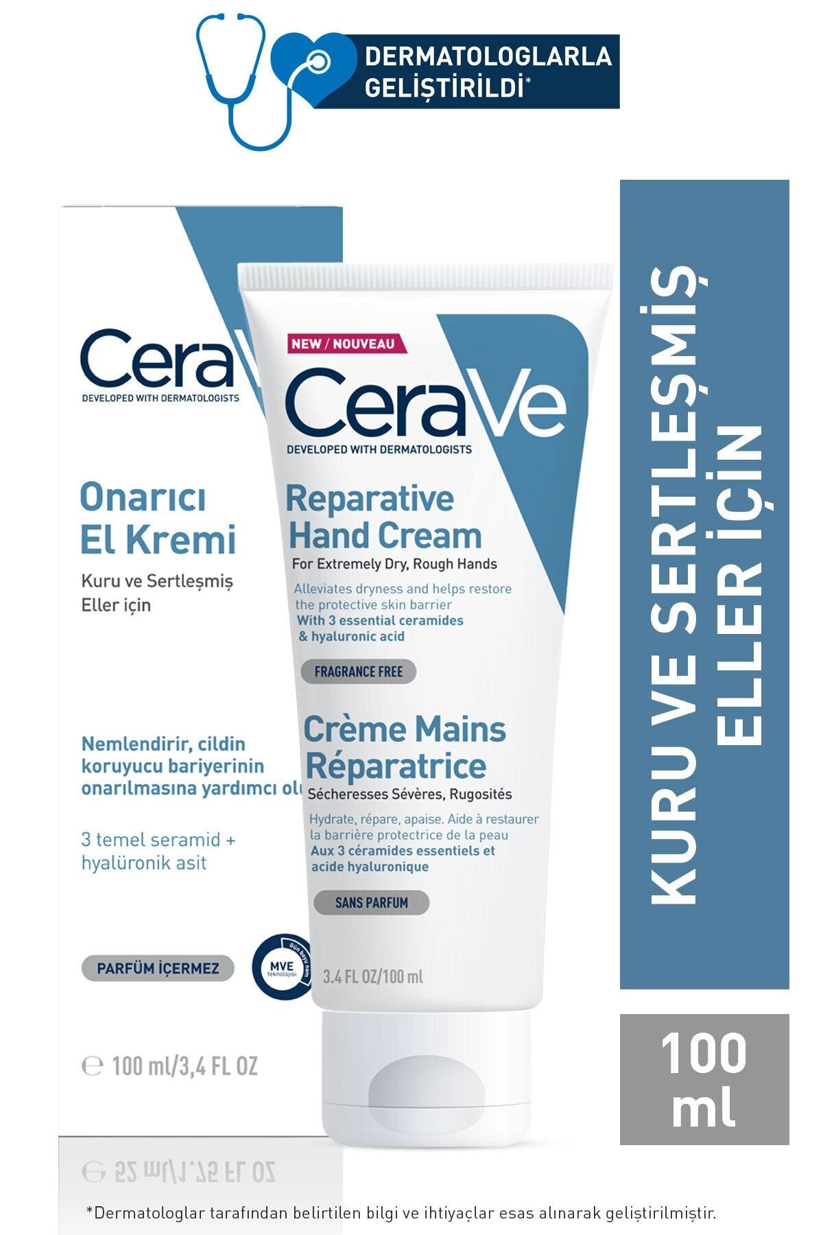 CeraVe Onarıcı El Kremi Kuru Ve Çatlamış Eller Seramid Ve Hyalüronik Asit Içerikli 100 ml