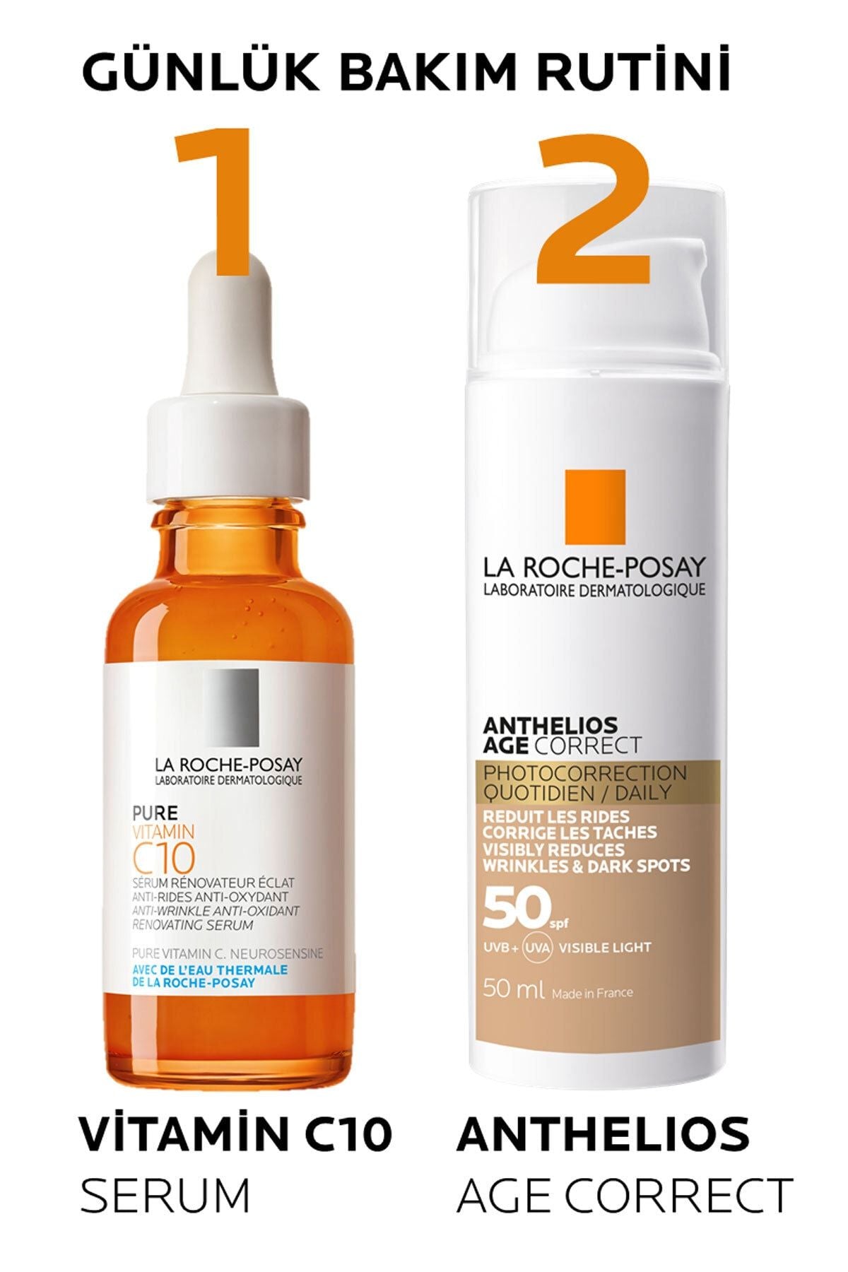 La Roche Posay Anthelios Age Correct SPF50+ Yaşlanma Karşıtı Renkli Yüz Güneş Kremi 50 ml