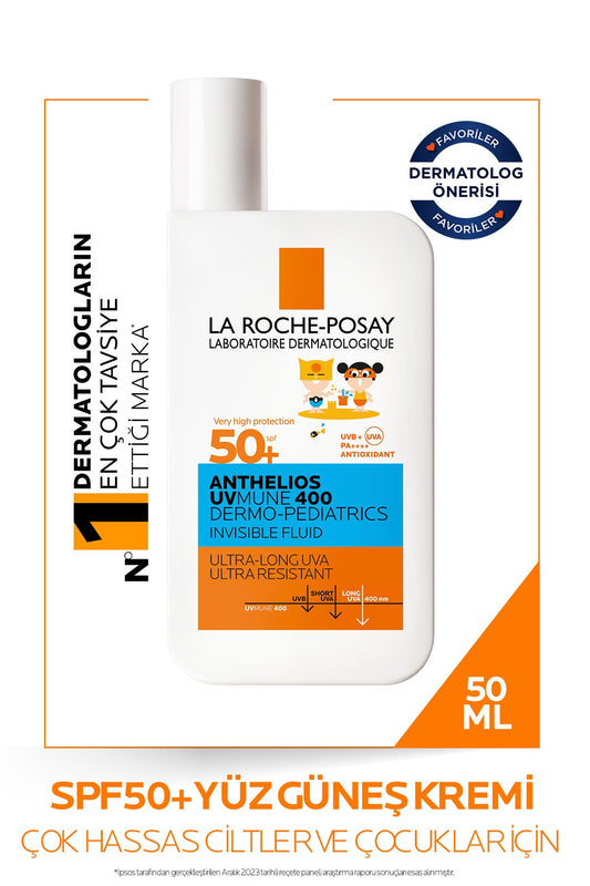 La Roche Posay Anthelios Dermo Pediatric Invisible Fluid SPF50+ Çok Hassas Ciltler Ve Çocuklar İçin Yüz Güneş Kremi 50 ml