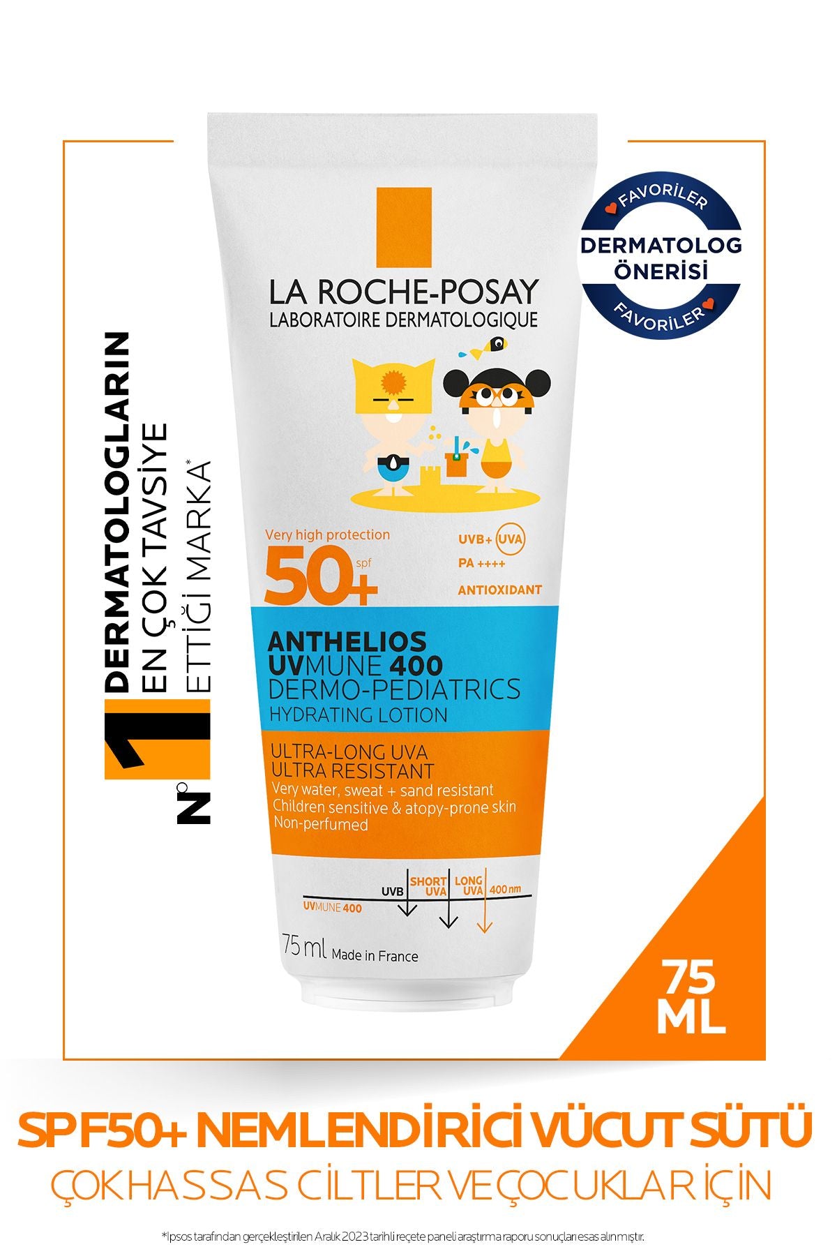 La Roche Posay Anthelios Dermo Pediatrics Uvmune 400 SPF50+ Güneş Koruyucu Vücut Sütü- 75ml