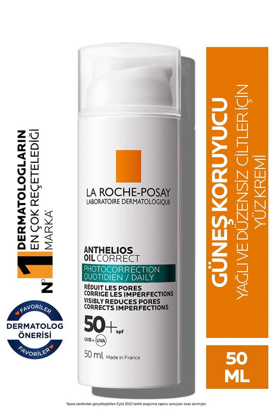 La Roche Posay Anthelios Oil Correct Yağlı ve Akneye Eğilimli Ciltler için Yüz Güneş Kremi 50 ml