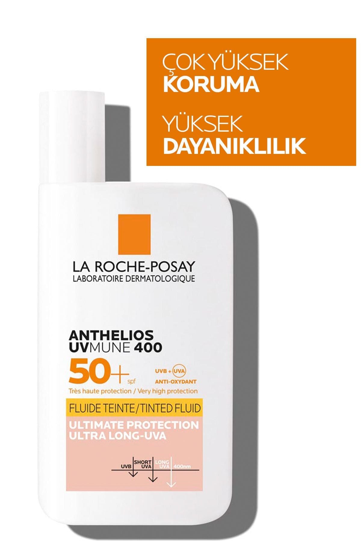 La Roche Posay Anthelios UVmune400 Invisible Fluid Tüm Cilt Tipleri İçin Renkli SPF50+ Yüz Güneş Kremi 50 ml