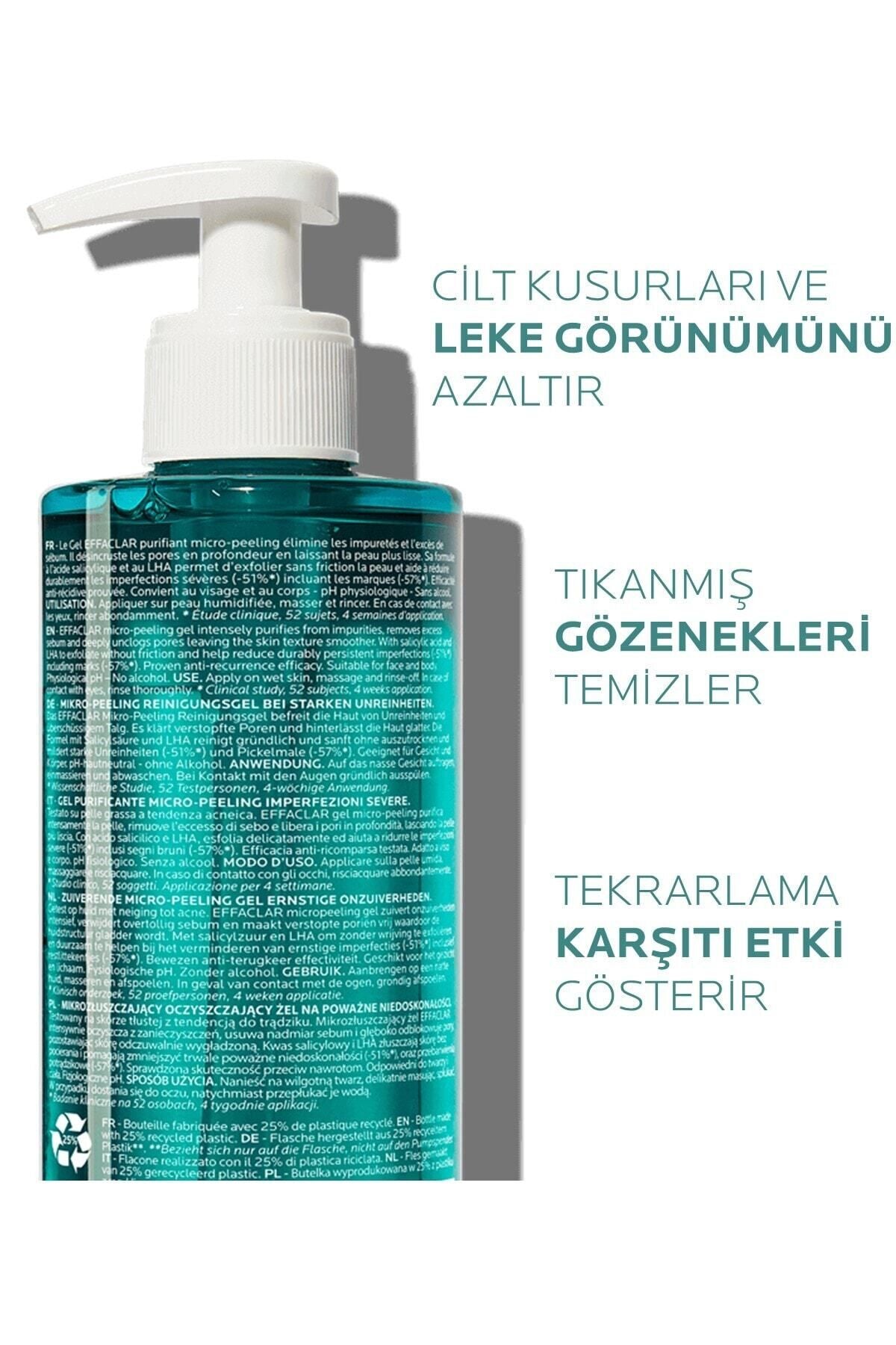 La Roche Posay Effaclar Mikro-peeling Arındırıcı Jel 400 ml- Akneye Eğilim Gösteren Ciltler