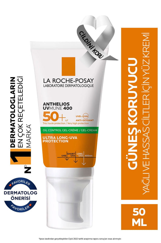 La Roche Posay Anthelios Oil Control Gel Cream Spf50+ Yağlı ve Karma Ciltler İçin Yüz Güneş Kremi 50 ml